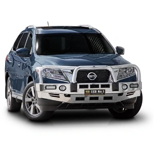 ECB Black Ripple BullBar with Bumper Lights to suit Nissan Pathfinder R52 Ex HYBRID 10/13 - 11/16