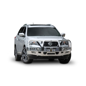 ECB Silver Hammertone Powdercoat BullBar with Bumper Lights to suit Nissan Pathfinder R52 Series 2 & 3 Ex HYBRID 12/16 - 06/22