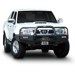 ECB Black Ripple Powdercoat Winch BullBar to suit Nissan Navara D22 4WD (Japan) 10/01 - 09/10