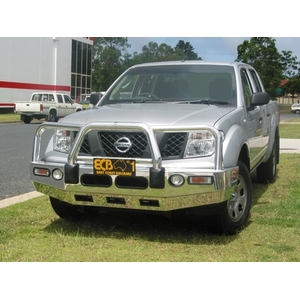 ECB Black Ripple Powdercoat BullBar with Bumper Lights to suit Nissan Navara D40 RX 12/05 - 03/15