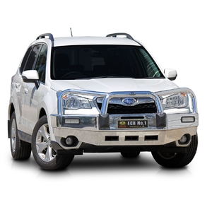 ECB Black Ripple Powdercoat BullBar with Bumper Lights to suit Subaru Forester XT Model 02/13 - 12/15