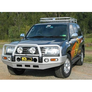 ECB Silver Hammertone Powdercoat BullBar With Bumper Lights to suit Toyota LandCruiser 100 Series IFS 04/98 - 10/07