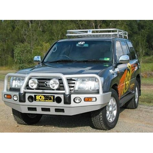 ECB Silver Hammertone BullBar With Bumper Lights to suit Toyota LandCruiser 100 Series IFS 04/98 - 10/07