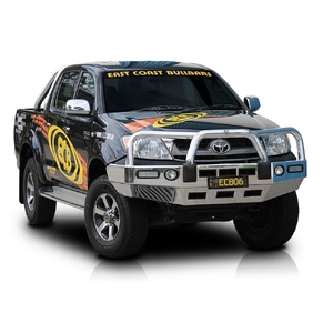 ECB Black Ripple Powdercoat BullBar With Bumper Lights to suit Toyota HiLux 2WD 03/05 - 07/11