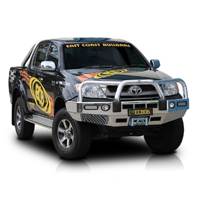 ECB Textura Black Powdercoat Winch BullBar With Bumper Lights to suit Toyota HiLux 4WD 03/05 - 07/11