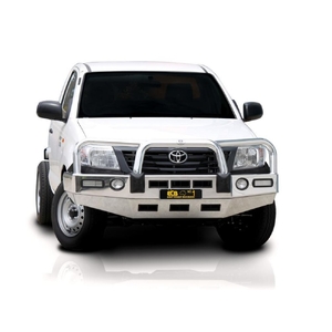 ECB Black Ripple Powdercoat BullBar With Bumper Lights to suit Toyota HiLux 4WD 09/11 - 06/15