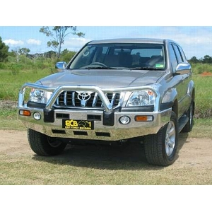 ECB Textura Black Powdercoat BullBar with Bumper Lights to suit Toyota Prado 120 Series GXL 03/03 - 10/09