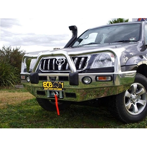 ECB Silver Hammertone Powdercoat BullBar Winch Compatible with Bumper Lights to suit Toyota Prado 120 Series VX 03/03 - 10/09