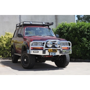 ECB Black Ripple Powdercoat BullBar Winch Compatible to suit Toyota LandCruiser 80 Series 05/90 - 03/98