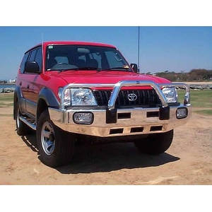 ECB Textura Black Powdercoat BullBar with Bumper Lights to suit Toyota Prado 07/96 - 02/03