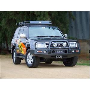 ECB Textura Black Powdercoat Winch BullBar with Bumper Lights to suit Toyota LandCruiser 100 Series IFS 04/98 - 10/07