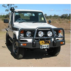 ECB Textura Black Powdercoat BullBar Winch Compatible to suit Toyota LandCruiser 75 Series Until - 02/07