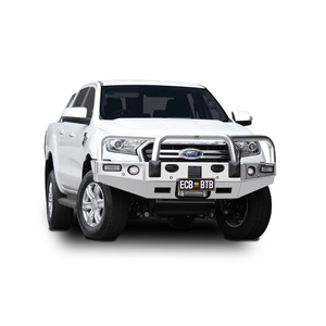 ECB Textura Black Powdercoat Winch BullBar with Bumper Lights to suit Ford Ranger PX MKIII 2WD Highrise 09/18 - 04/22