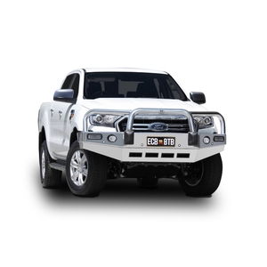 ECB Silver Hammertone Powdercoat BullBar with Bumper Lights to suit Ford Ranger PX MKIII XLS 09/18 - 04/19