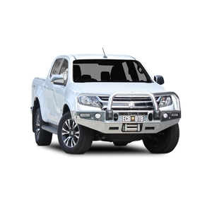ECB Silver Hammertone Powdercoat Winch BullBar with Bumper Lights to suit Holden Colorado Z71 07/16 - 05/19