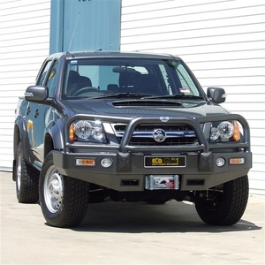 ECB Textura Black Powdercoat Winch BullBar with Bumper Lights to suit Holden Colorado 4WD 09/08 - 05/12