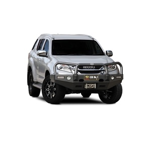 ECB Silver Hammertone Powdercoat Winch BullBar with Bumper Lights to suit Isuzu MU-X 11/13 - 01/17