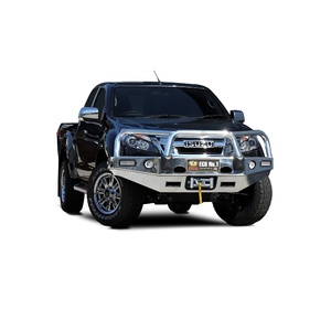 ECB Black Ripple Powdercoat Winch BullBar with Bumper Lights to suit Isuzu D-Max 2WD HIGHRIDE 02/17 - 06/20
