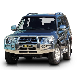 ECB Textura Black Powdercoat BullBar with Bumper Lights to suit Mitsubishi Pajero NW 10/11 - 06/14