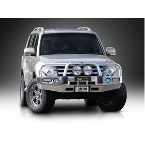 ECB Black Ripple Winch BullBar with Bumper Lights to suit Mitsubishi Pajero NW 10/11 - 06/14
