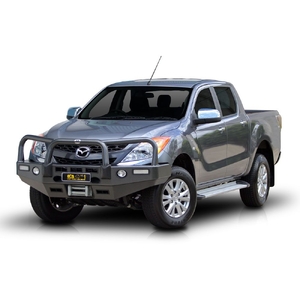 ECB Silver Hammertone Powdercoat Winch BullBar with Bumper Lights to suit Mazda BT-50 2WD Highrise 10/11 - 03/18
