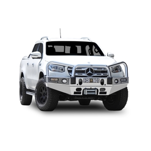 ECB Silver Hammertone Powdercoat Winch BullBar with Bumper Lights to suit Mercedes-Benz X-Class V6 11/18 - Onwards