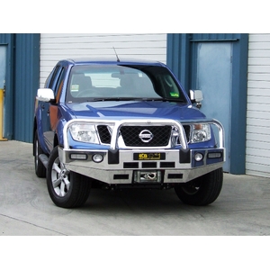 ECB Textura Black Powdercoat Winch BullBar with Bumper Lights to suit Nissan Navara D40 ST 12/11 - 03/15