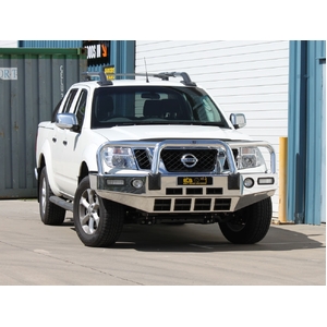 ECB Black Ripple Powdercoat BullBar with Bumper Lights to suit Nissan Navara D40 ST-X V6 TD 2012 - 03/15