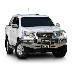 ECB Black Ripple Powdercoat Winch BullBar with Bumper Lights to suit Nissan Navara NP300 04/15 - 11/20