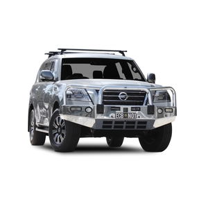 ECB Textura Black Powdercoat BullBar with Bumper Lights to suit Nissan Patrol Y62 TI 08/19 - Onwards