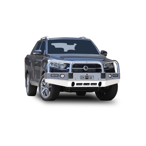 ECB Black Ripple Powdercoat BullBar with Bumper Lights to suit Ssangyong Musso Q200 ELX 10/18 - 04/21