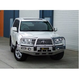 ECB Textura Black Powdercoat BullBar with Bumper Lights to suit Toyota LandCruiser 200 Series Sahara 11/07 - 01/12