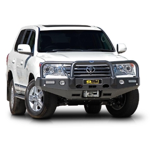 ECB Black Ripple Powdercoat Winch BullBar with Bumper Lights to suit Toyota LandCruiser 200 Series VX 03/12 - 10/15