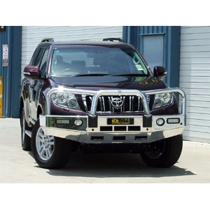 ECB Polished BullBar with Bumper Lights to suit Toyota Prado 150 Series Sensor Model 11/09 - 10/13