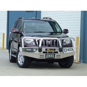 ECB Silver Hammertone Powdercoat Winch BullBar with Bumper Lights to suit Toyota Prado 150 Series Altitude 11/09 - 10/13