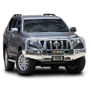ECB Silver Hammertone Powdercoat Winch BullBar with Bumper Lights to suit Toyota Prado 150 Series 2 Altitude 11/13 - 10/17