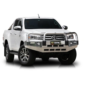 ECB Polished BullBar with Bumper Lights to suit Toyota HiLux SR5 4WD 07/15 - 05/18