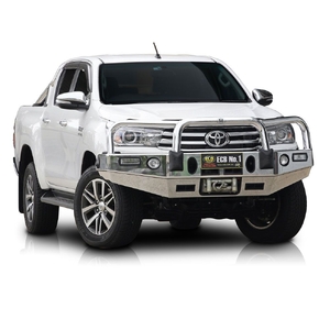 ECB Silver Hammertone Powdercoat Winch BullBar with Bumper Lights to suit Toyota HiLux SR5 4WD 07/15 - 05/18