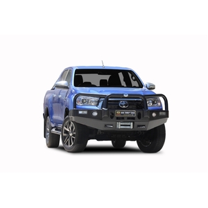ECB Textura Black Powdercoat Winch BullBar with Bumper Lights to suit Toyota HiLux SR Wide Cab 05/19 - 07/20
