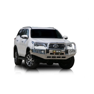 ECB Black Ripple Powdercoat BullBar with Bumper Lights to suit Toyota Fortuner 12/15 - 05/19