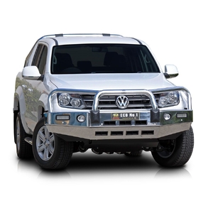 ECB Silver Hammertone Powdercoat BullBar with Bumper Lights to suit Volkswagen Amarok Sensor Model 07/10 - 08/16