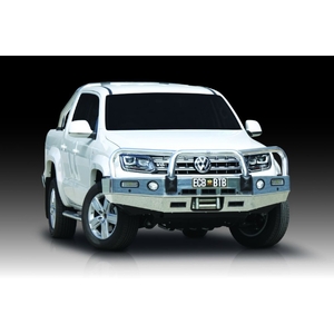 ECB Silver Hammertone Powdercoat Winch BullBar with Bumper Lights to suit Volkswagen Amarok 09/16 - 11/22