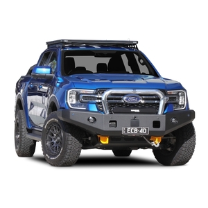 ECB Polished Tube/Silver Hammertone Channel Single Hoop Winch Bar to suit Ford Ranger 05/22 - Onwards