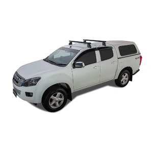 Rhino-Rack JA0199 Heavy Duty 2500 Black 2 Bar Roof Rack for ISUZU D-Max Gen2 TF (LS-U/LS-M/X-Runner) Crew Cab 4DR Ute (01/2012-12/2020)