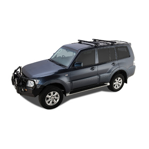 Rhino-Rack Heavy Duty RLTP Trackmount Black 2 Bar Roof Rack for MITSUBISHI Pajero NM - NP LWB 4DR 4WD (05/2000-10/2006) - JA0659