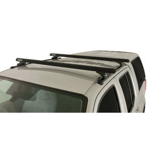 Rhino-Rack Heavy Duty RLTP Trackmount Black 2 Bar Roof Rack for NISSAN Navara D40 (RX) Dual Cab 4DR Ute (11/2005-06/2015) - JA0662