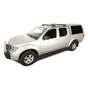 Rhino-Rack Heavy Duty RLTP Trackmount Black 2 Bar Roof Rack for NISSAN Navara D40 (ST/ST-X) Dual Cab 4DR Ute (11/2005-06/2015) - JA0662