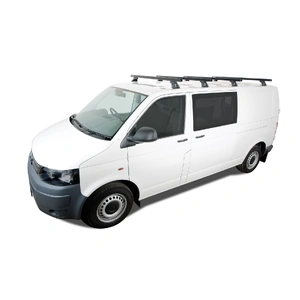 Rhino-Rack JA0844 Heavy Duty RLTF Black 4 Bar Roof Rack for VOLKSWAGEN Transporter Crewvan T6 LWB (Standard Roof) 2DR Van (12/2015-Current)