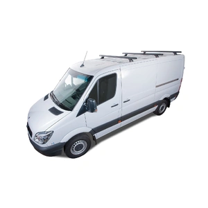 Rhino-Rack JA0979 Heavy Duty RLTF Black 3 Bar Roof Rack for VOLKSWAGEN Crafter MWB (Low Roof) 2DR Van (02/2007-12/2017)