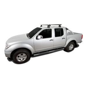 Rhino-Rack Heavy Duty Black 2 Bar Roof Rack for NISSAN Navara D40 (RX) Dual Cab 4DR Ute (11/2005-06/2015) - JA4084